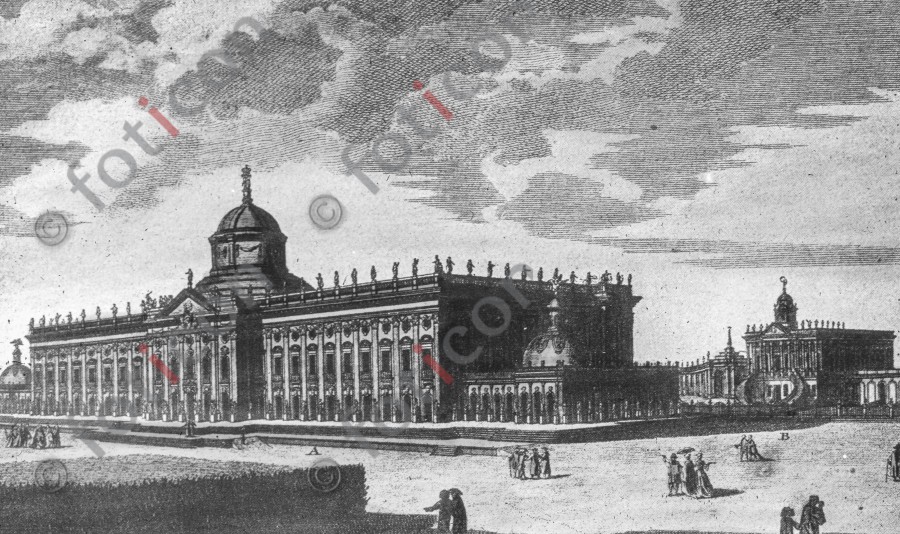 Das Neue Palais  ; The New Palace - Foto foticon-simon-190-024-sw.jpg | foticon.de - Bilddatenbank für Motive aus Geschichte und Kultur